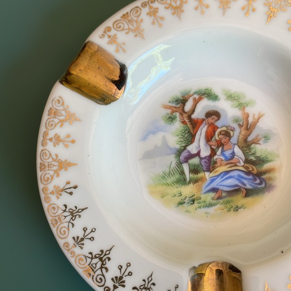 Porcelaine de Limoges Mokin France Ashtray Vintage Barware Collectible Porcelain - Picture 3 of 4